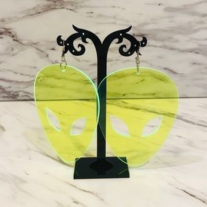 Oversized Neon Alien Earrings